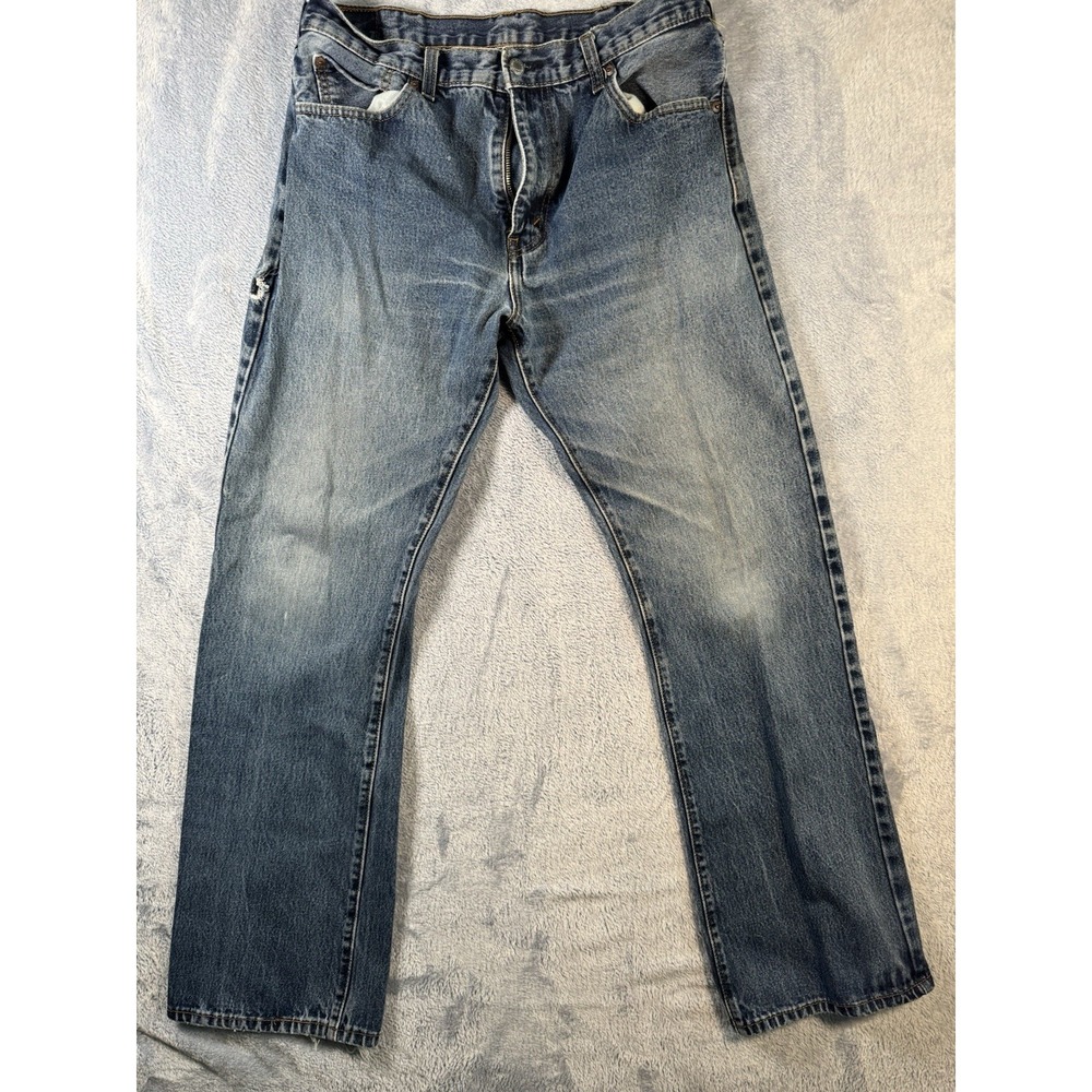 Levis 517 Bootcut Jeans Mens 35x34 Blue Denim Distressed 3937 Fits 34x32 #3080